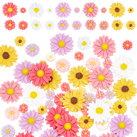 Flatback Hair & Costume Accessories Ornaments Resin Flower Daisy Cabochons CRES-PH0003-18-1
