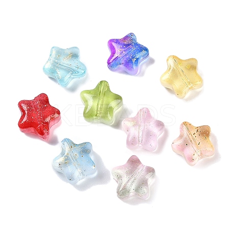 Transparent Spray Painted Frosted Glass Beads GLAA-NH0003-01-1