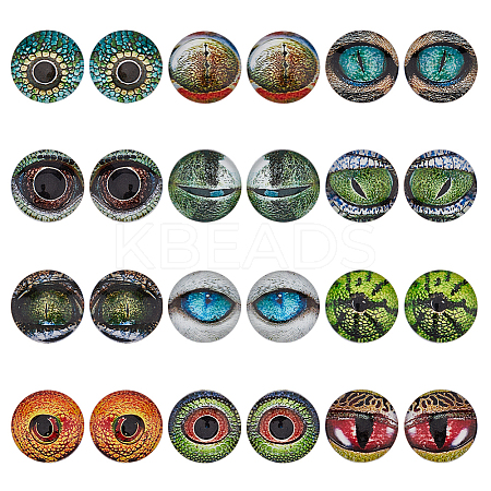 12 Sets 12 Style Luminous Self Adhesive Glass Eyes Cabochons GLAA-CA0001-58-1