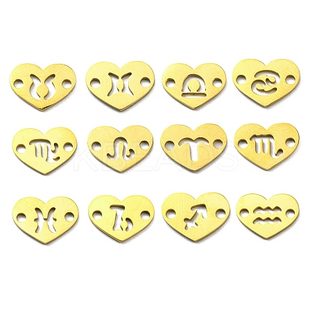 12Pcs 12 Styles Ion Plating(IP) 304 Stainless Steel Hollow Connector Charms STAS-H180-02G-1