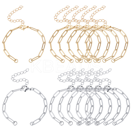20Pcs 2 Colors 304 Stainless Steel Paperclip Chains Bracelet Making AJEW-ME0001-06-1