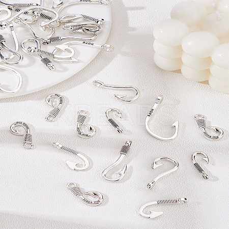 36Pcs 6 Styles Tibetan Style Alloy Hook Clasps TIBEP-LP0001-16-1