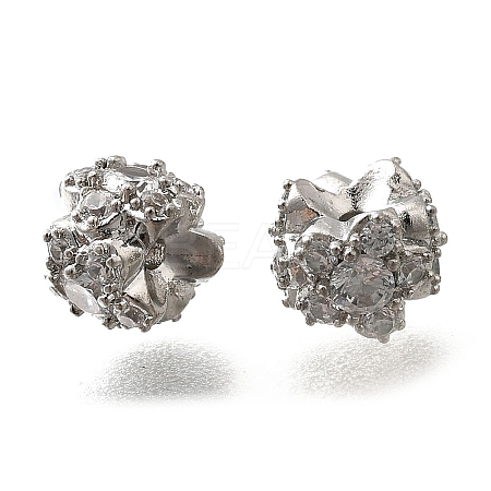 Brass Micro Pave Cubic Zirconia Beads KK-M318-14P-1