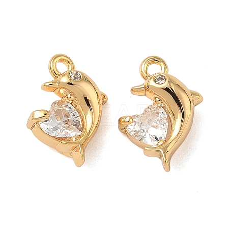 Ocean Brass Micro Pave Clear Cubic Zirconia Charms KK-B160-42G-01-1