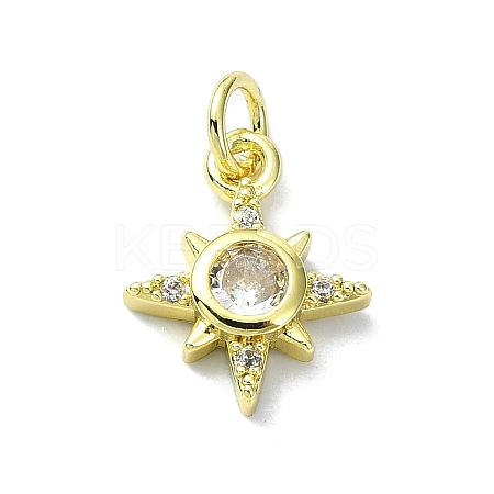 Brass Micro Pave Clear Cubic Zirconia Charms KK-H475-59G-06-1