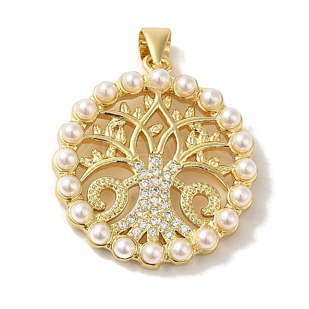 Rack Plating Brass Micro Pave Clear Cubic Zirconia Pendants KK-P267-04C-G-1