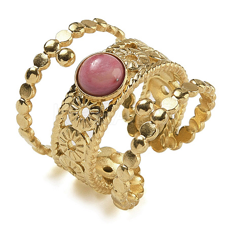 Natural Rhodonite Finger Rings RJEW-U027-03G-05-1