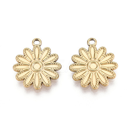 304 Stainless Steel Flower Pendants STAS-T069-25G-1