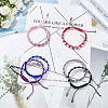 6Pcs 6 Colors Saint Benedict Medal Alloy Braided Bead Bracelets Set BJEW-AN0001-70-5