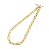 304 Stainless Steel Interlocking Triple Herringbone Chain Necklace for Men Women NJEW-H167-01G-1