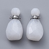 Faceted Natural White Jade Openable Perfume Bottle Pendants G-E564-10A-P-2