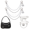 Cross Aluminium Chain & CCB Plastic & Imitated Pearl Acrylic Bead Boot Strap Chains HJEW-OC0001-47-1