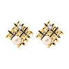 Woven Rhombus Brass Micro Pave Clear Cubic Zirconia Stud Earrings EJEW-Z104-02G-2