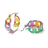 304 Stainless Steel Cuban Link Chunky Hoop Earrings for Women Ion Plating(IP) EJEW-P197-07MC-2