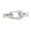 Brass Micro Pave Clear Cubic Zirconia Fold Over Clasps KK-P291-14P-1