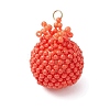 Glass Seed Beaded Pomegranate Pendants PALLOY-MZ00936-1