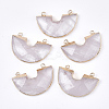 Electroplate Natural Quartz Crystal Semi Circle Pendants G-S344-42H-1