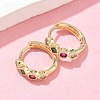 Rhombus with Round Brass Micro Pave Colorful Cubic Zirconia Hoop Earrings LS-EJEW-Z102-35G-2