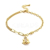 Brass Micro Pave Clear Cubic Zirconia Charm Bracelets BJEW-U020-19G-4