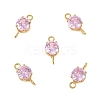 Brass Pave Cubic Zirconia Flat Round Connector Charms KK-P347-01G-02-1