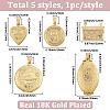 5Pcs 5 Styles Brass Locket Pendants KK-SC0007-17-2