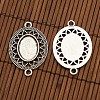 Tibetan Style Alloy Connector Cabochon Bezel Settings and Oval Transparent Glass Cabochons DIY-X0206-AS-4