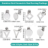 80Pcs 4 Styles 201 Stainless Steel Stud Earring Findings EJEW-BBC0001-26-2