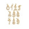 Brass Micro Pave Clear Cubic Zirconia Charms KK-G544-04G-1