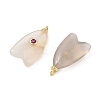 Brass & Natural Grey Agate & Cubic Zirconia Pendants GG-CBAD360-20G-09-2