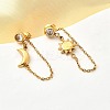 Moon & Sun 304 Stainless Steel Micro Pave Clear Cubic Zirconia Tassel Stud Earrings EJEW-B140-04G-1