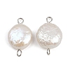 Natural Freshwater Pearl Keshi Pearl Flat Round Connector Charms STAS-D378-20P-1