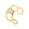 Clear Cubic Zirconia Initial Letter Open Cuff Ring RJEW-A012-01G-B-2