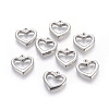 201 Stainless Steel Open Heart Pendants STAS-E451-16P-2