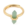 Double Pointed Hexagonal Prism Natural Green Aventurine Adjustable Rings for Women RJEW-G327-01G-03-2