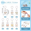 14Pcs 7 Colors Alloy & Glass Seed Keychain KEYC-TAC00052-3