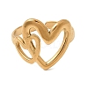 Hollow Heart 304 Stainless Steel Open Cuff Rings for Women RJEW-A091-23G-4
