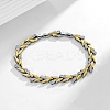 Brass Micro Pave Clear Cubic Zirconia Wheat Link Chain Bracelets for Women LS-BJEW-B145-01-1