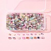 450Pcs 3 Styles Frosted Glass Beads with Golden Glitter Powder DGLA-FS0001-13-8