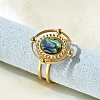 Oval 304 Stainless Steel Paua Shell Finger Rings for Women RJEW-G346-09G-01-3