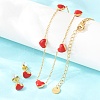 Heart 304 Stainless Steel Enamel Necklaces & Stud Earrings Sets for Women SJEW-K003-03G-1