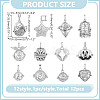12Pcs 12 Styles Brass Hollow Bead Cage Pendants KK-AR0004-44-2