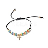 Strip Resin Round Beads Adjustable Cord Bracelet for Girl Women BJEW-JB06754-5