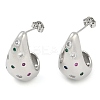Rack Plating Teardrop Brass Pave Cubic Zirconia Stud Earrings for Women EJEW-Z059-06P-1