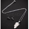 201 Stainless Steel Pendant Necklaces & Stud Earrings Sets FS-WGB00D6-08-2