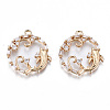 Brass Micro Pave Clear Cubic Zirconia Pendants KK-S359-123-RS-1