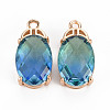 Rack Plating Brass Micro Pave Clear Cubic Zirconia Pendants KK-T060-62C-RS-2
