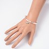 Natural Rose Quartz Beaded Elephant Charm Stretch Bracelets BJEW-JB01974-01-4
