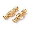 Rack Plating Brass Pave Clear Cubic Zirconia Fold Over Clasps KK-M264-14G-2