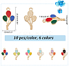   60Pcs 6 Colors Alloy Enamel Pendants ENAM-PH0002-42-2