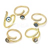 Brass Micro Pave Clear Cubic Zirconia Enamel Cuff Rings for Women RJEW-L113-034G-4